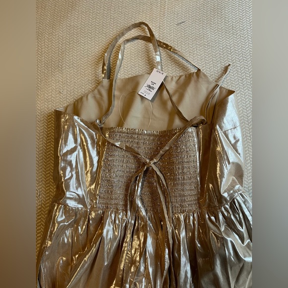 Metallic Tie -Back  Tiered Maxi Dress S Petite - Picture 6 of 10
